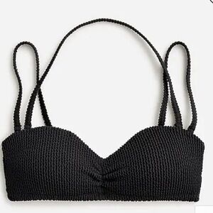 J Crew Textured Bikini Top Sweetheart Convertible Straps. Black 3X(22) NWT